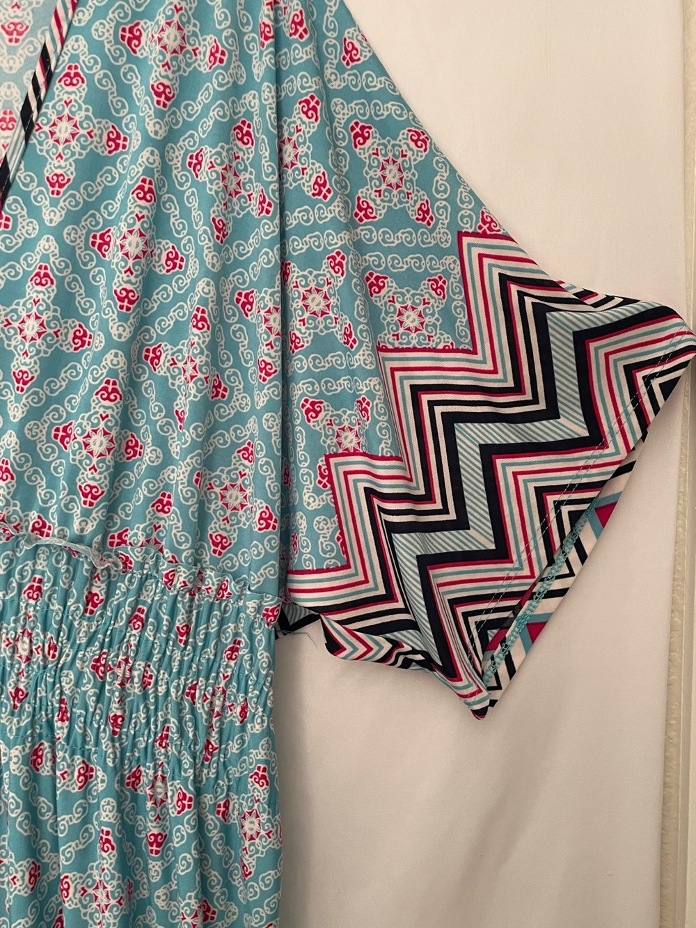 Colorful Teal Pink Patterned Women’s Swim Coverup Dress - Picture 6 of 9